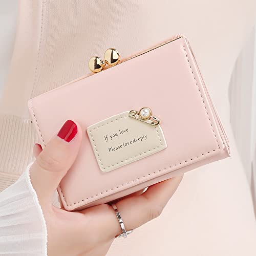SANNIDHI Women's Wallet Ladies Purse PU Leather Short Small Wallet for Women with Multiple Card Slots and Card Holders, Pink SANNIDHI Women's Wallet Ladies Purse PU Leather Short Small Wallet for Women with Multiple Card Slots and Card Holders, Pink